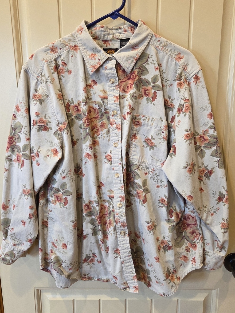 Vintage Route 66 Floral Cotton Button Down Shirt XL 90s Cottagecore